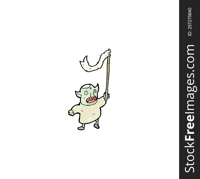 Cartoon Goblin Waving Flag