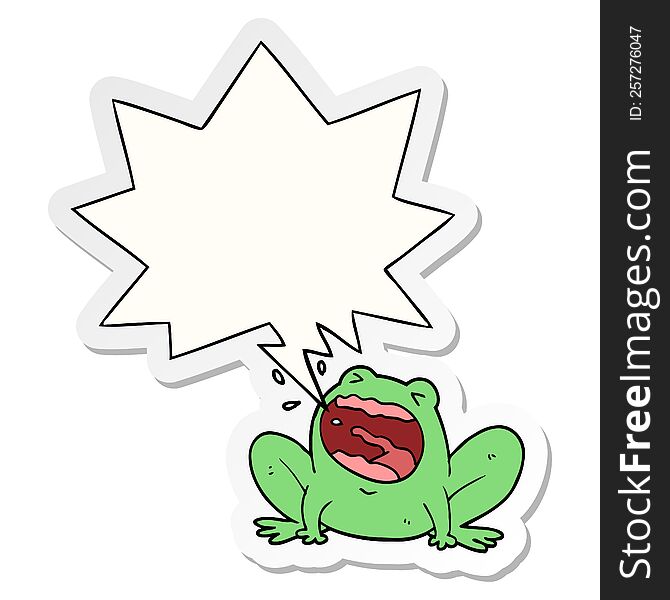 cartoon frog shouting with speech bubble sticker