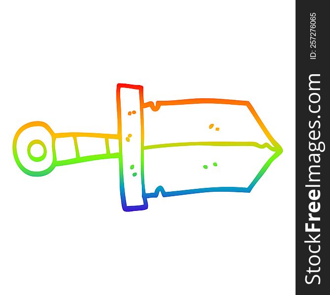 Rainbow Gradient Line Drawing Cartoon Dagger
