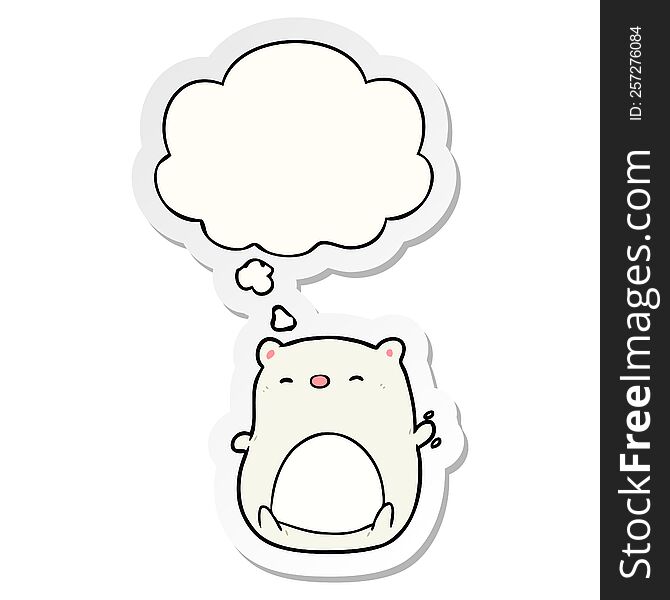 Cartoon Polar Bear And Thought Bubble As A Printed Sticker
