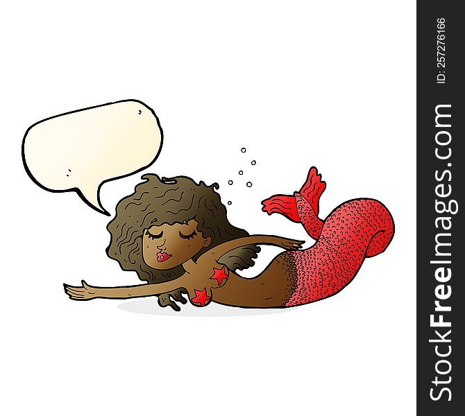 Cartoon Mermaid With Speech Bubble