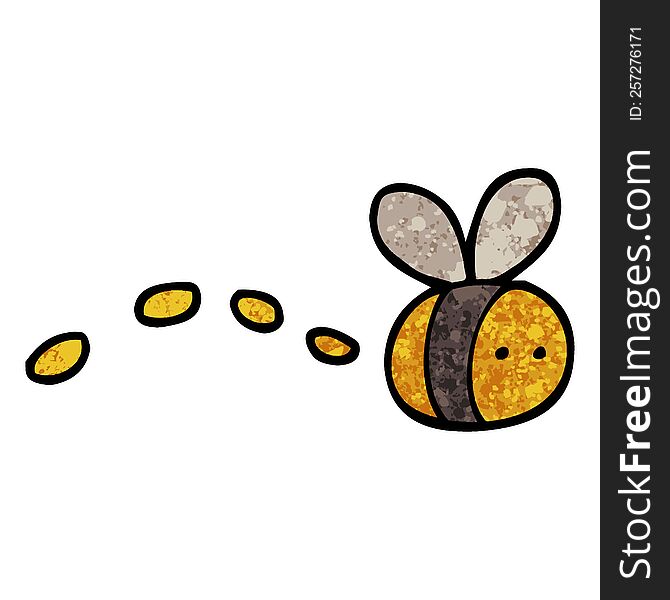 grunge textured illustration cartoon buzzing bee