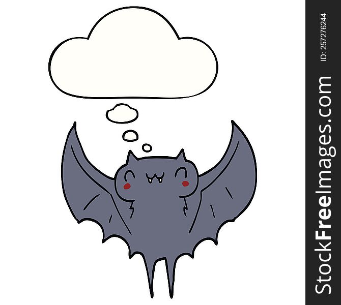Cartoon Bat And Thought Bubble