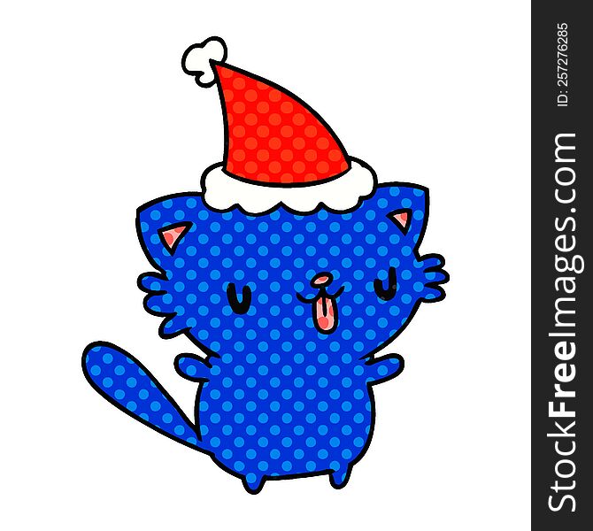 christmas cartoon of kawaii cat