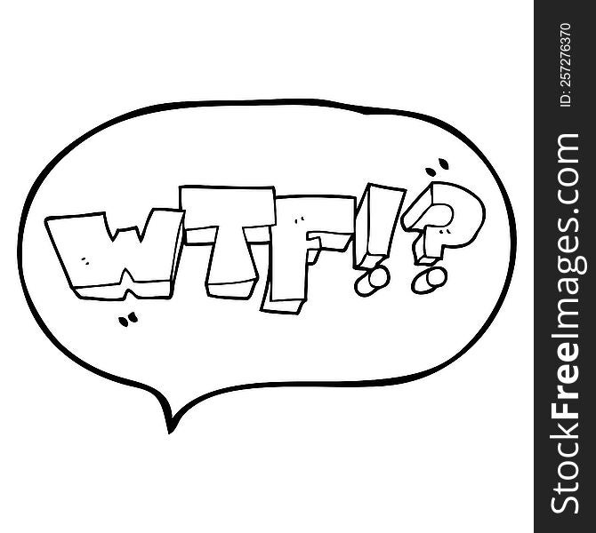 freehand drawn speech bubble cartoon WTF symbol