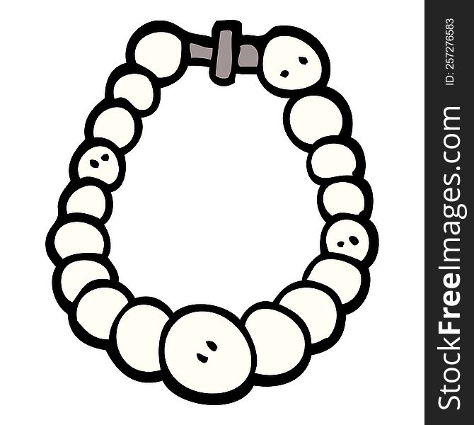 cartoon doodle white pearl necklace