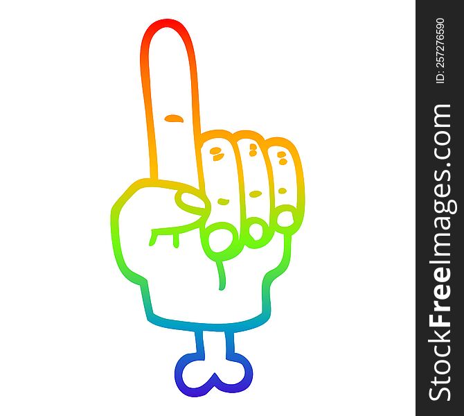 rainbow gradient line drawing of a pointing hand symbol