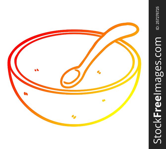 warm gradient line drawing of a cartoon wooden bowl and spoon