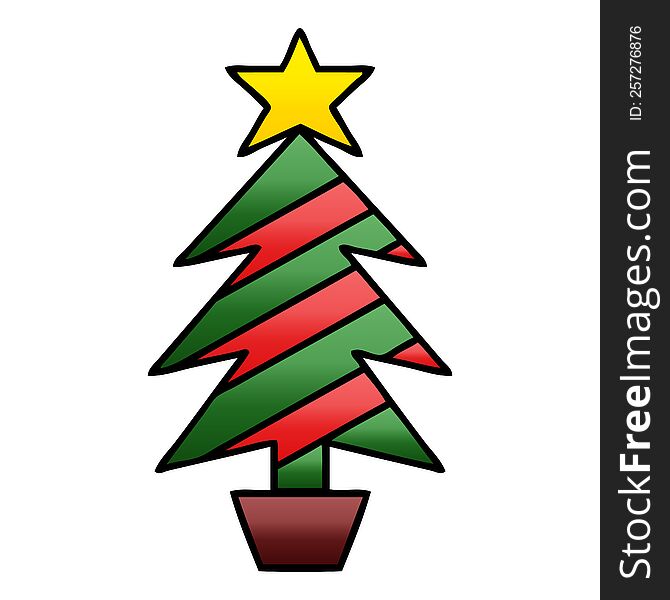 Gradient Shaded Cartoon Christmas Tree