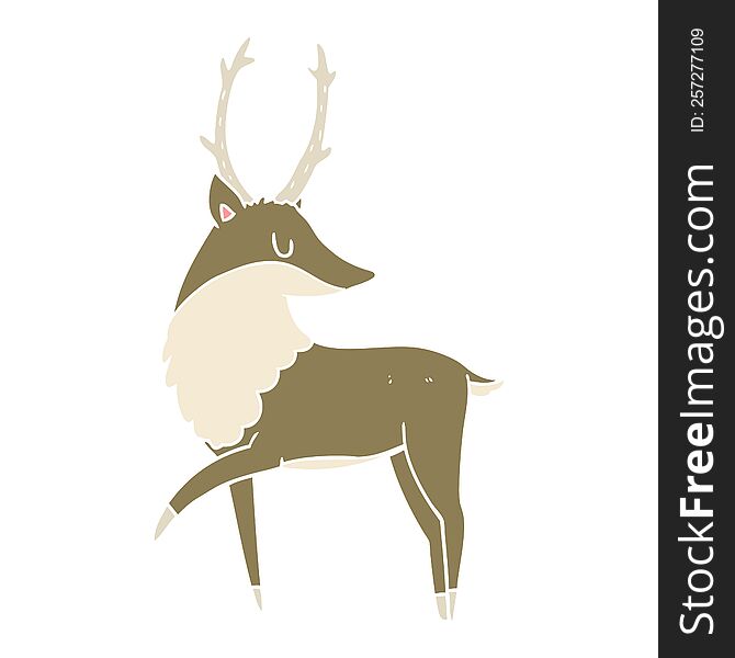 flat color style cartoon stag