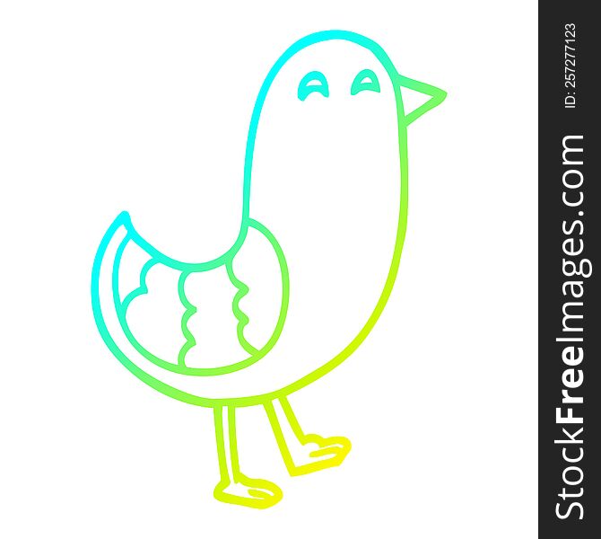 Cold Gradient Line Drawing Cartoon Bluebird