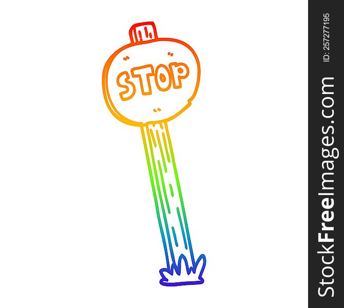 rainbow gradient line drawing of a cartoon road sign