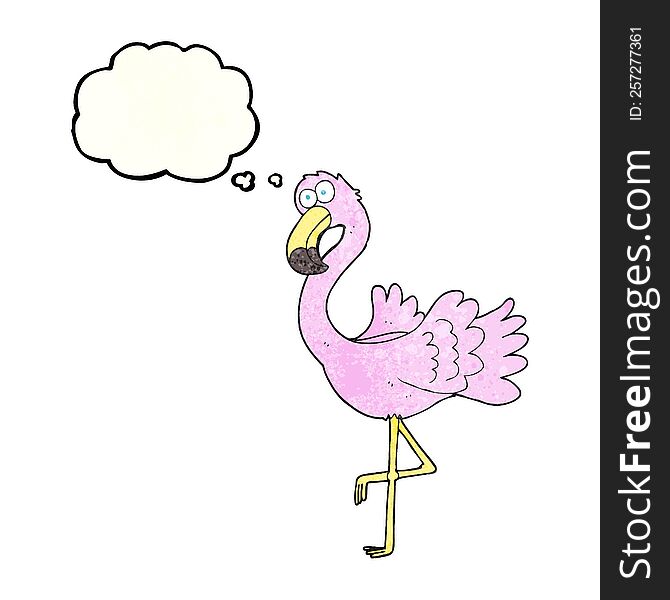 Thought Bubble Textured Cartoon Flamingo