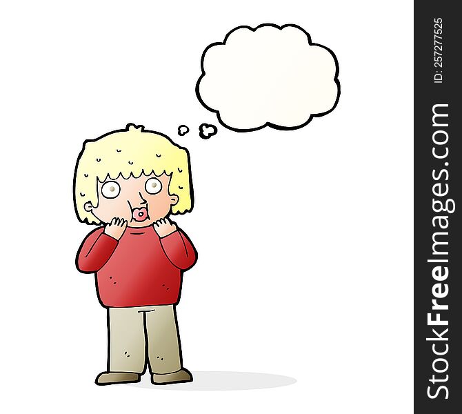 Cartoon Worried Boy With Thought Bubble