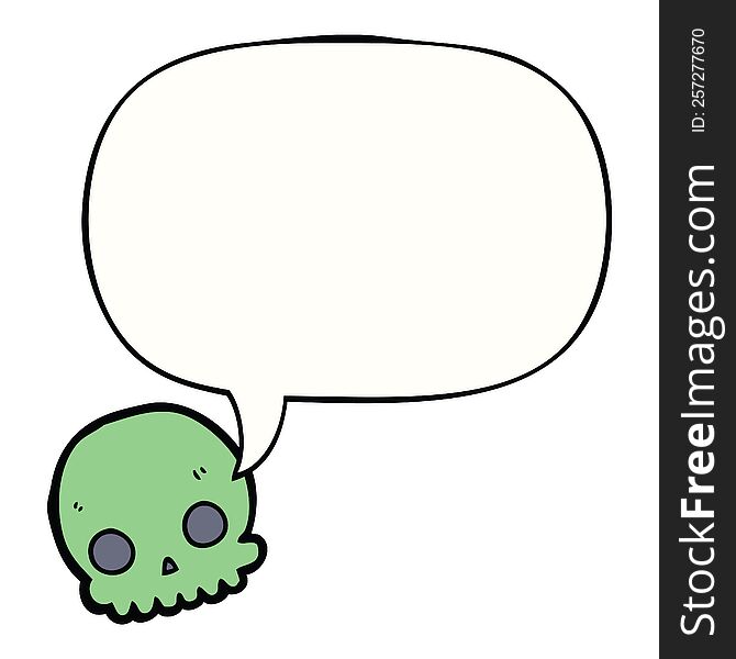 Cartoon Skull And Speech Bubble