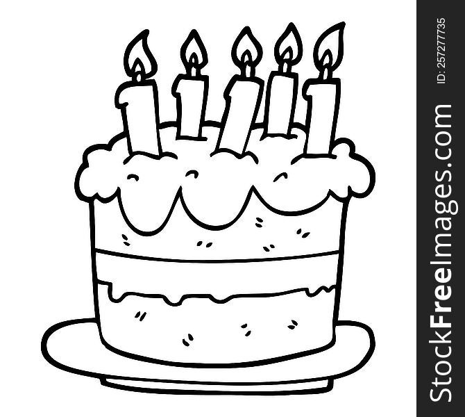 line drawing cartoon birthday cake