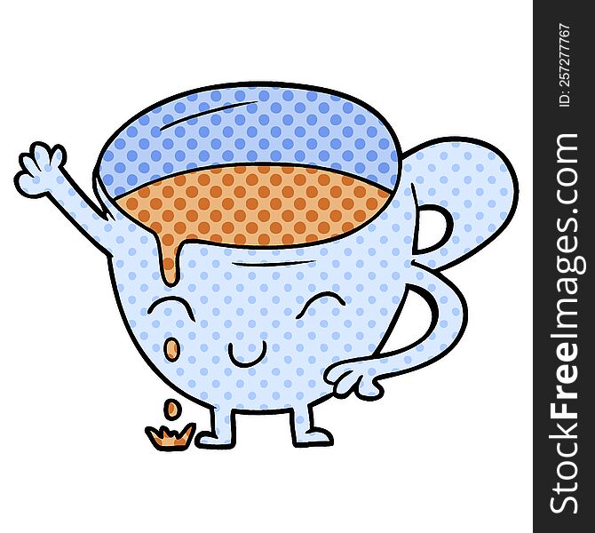 cartoon spilled teacup. cartoon spilled teacup