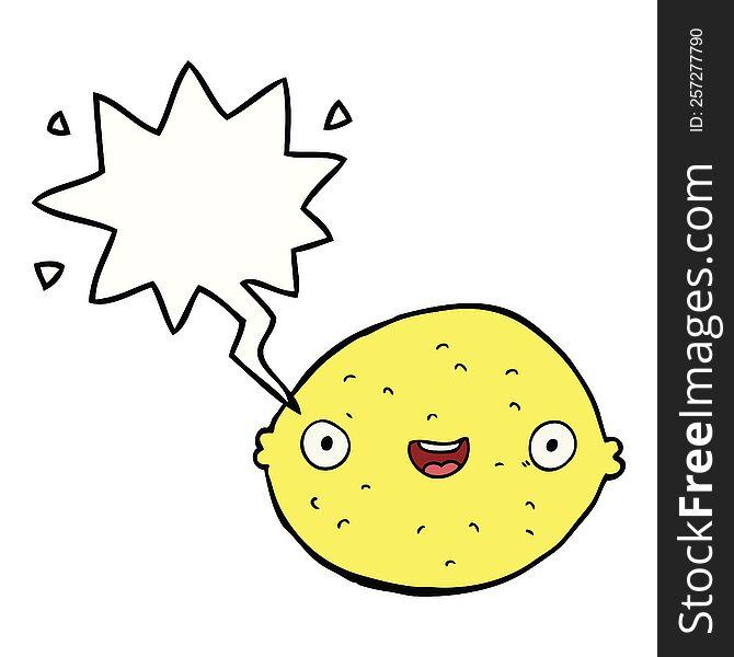 cartoon lemon with speech bubble. cartoon lemon with speech bubble