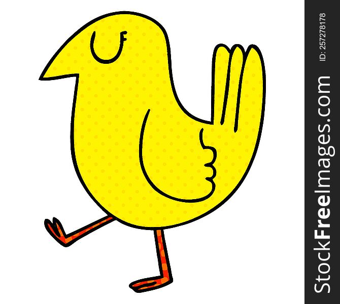 Quirky Comic Book Style Cartoon Yellow Bird