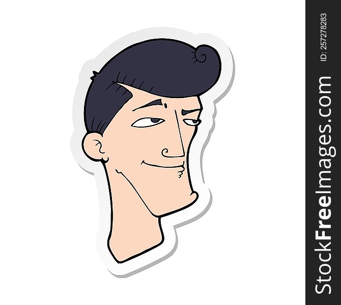 sticker of a cartoon confident man