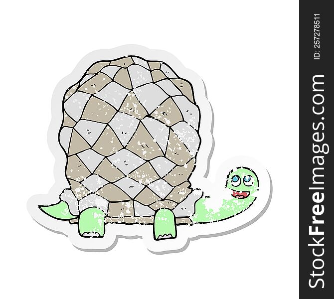Retro Distressed Sticker Of A Cartoon Tortoise