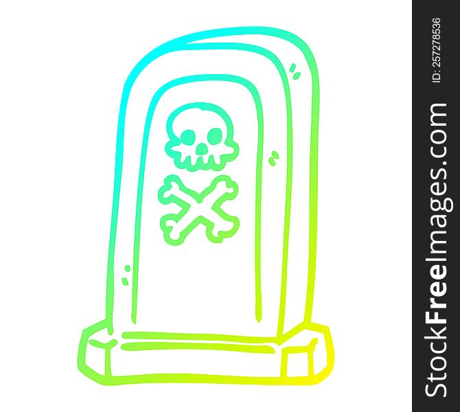 cold gradient line drawing of a cartoon spooky victorian grave
