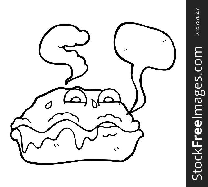 freehand drawn speech bubble cartoon hot pie