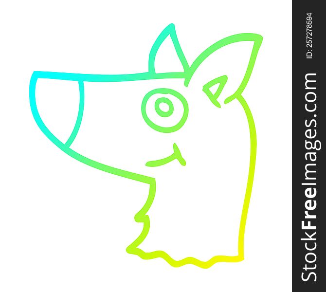 Cold Gradient Line Drawing Cartoon Happy Dog Face