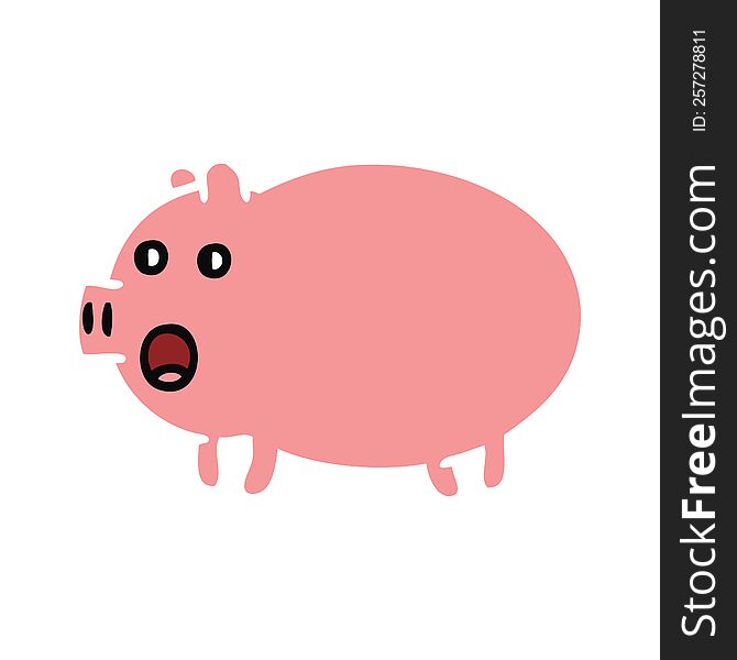 Flat Color Retro Cartoon Pig