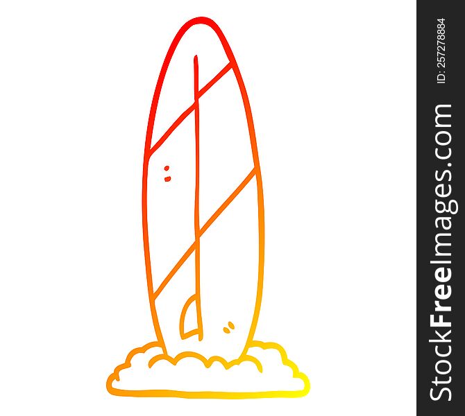 warm gradient line drawing of a cartoon surf board