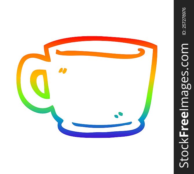 Rainbow Gradient Line Drawing Cartoon Tea Cup