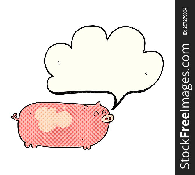 freehand drawn comic book speech bubble cartoon pig