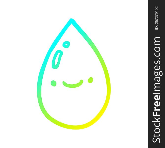 cold gradient line drawing of a cartoon raindrop