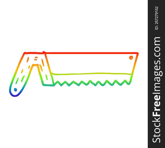 rainbow gradient line drawing of a old saw cartoon
