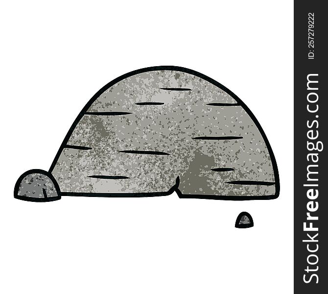 Textured Cartoon Doodle Of Grey Stone Boulder