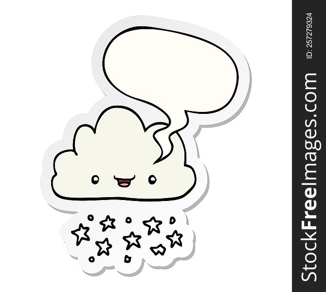 cartoon storm cloud with speech bubble sticker