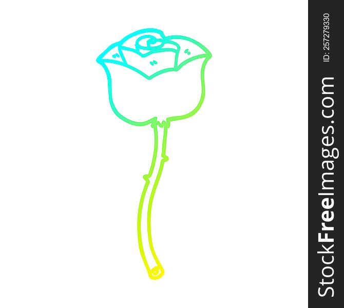 Cold Gradient Line Drawing Cartoon Rose