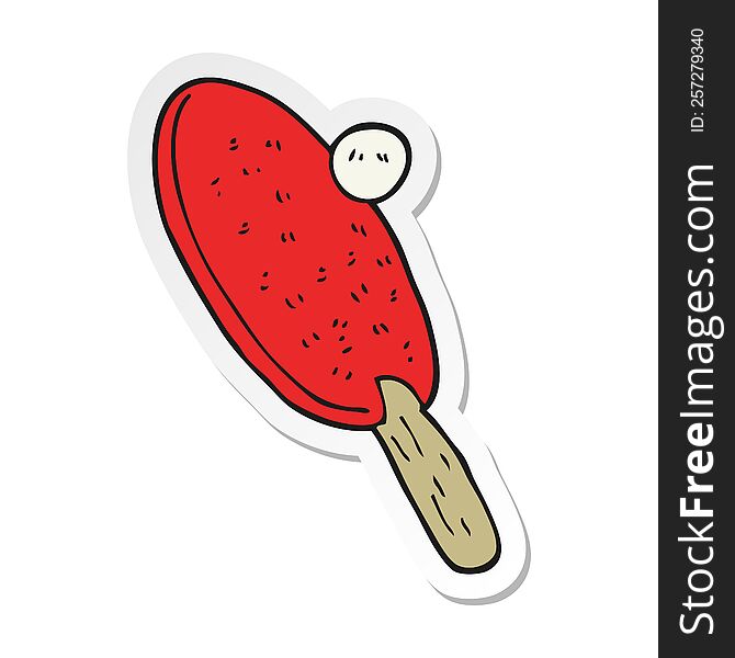 sticker of a cartoon table tennis bat