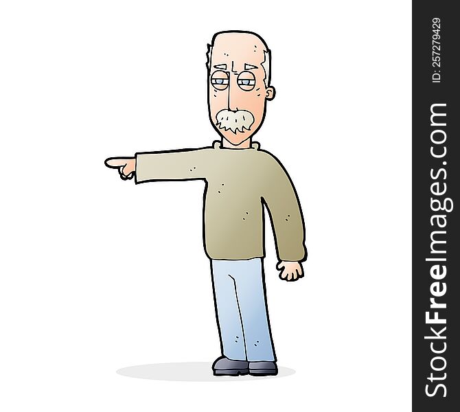 Cartoon Old Man Gesturing Get Out