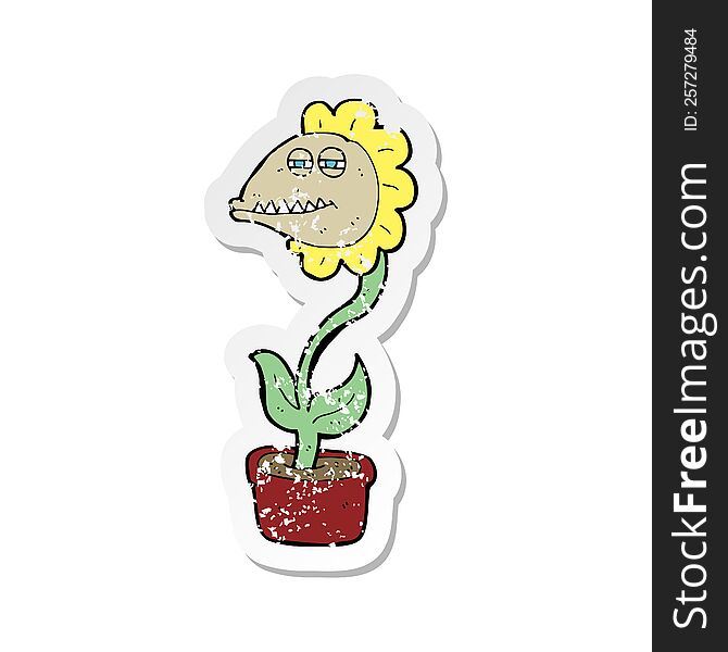 retro distressed sticker of a cartoon monster flower