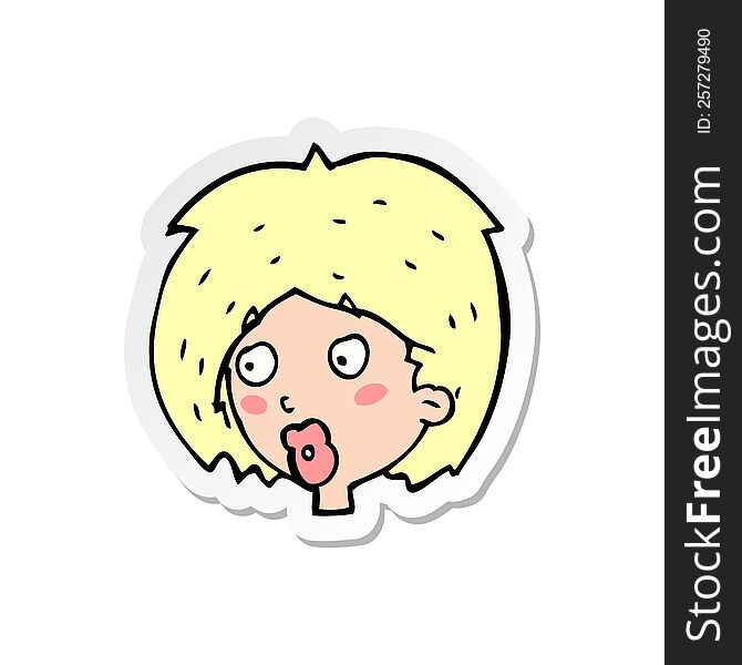 Sticker Of A Cartoon Woman Looking