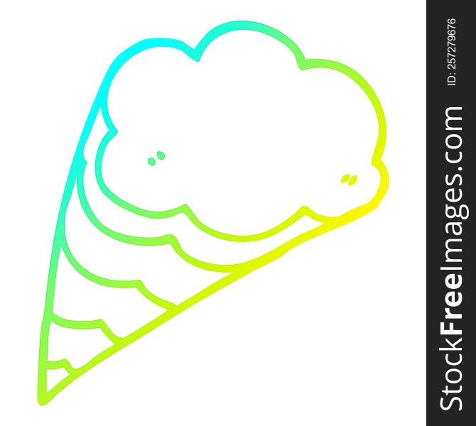 cold gradient line drawing of a cartoon decorative cloud