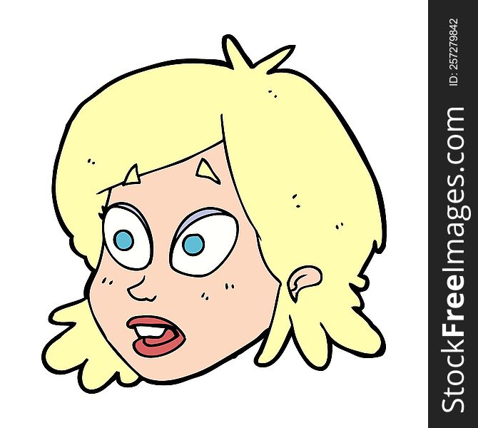 Cartoon Female Face With Surprised Expression