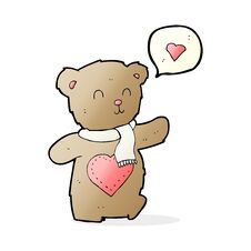Cartoon Cute Bear With Love Heart Stock Photo
