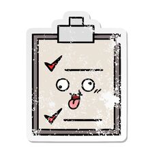 Distressed Sticker Of A Cute Cartoon Check List Stock Photography
