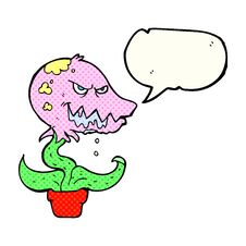 Comic Book Speech Bubble Cartoon Monster Plant Royalty Free Stock Photo