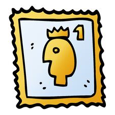 Cartoon Doodle Stamp With Royal Head Royalty Free Stock Photography