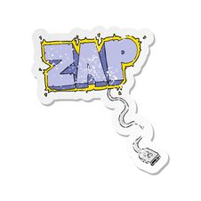 Retro Distressed Sticker Of A Cartoon Usb Cable Stock Images