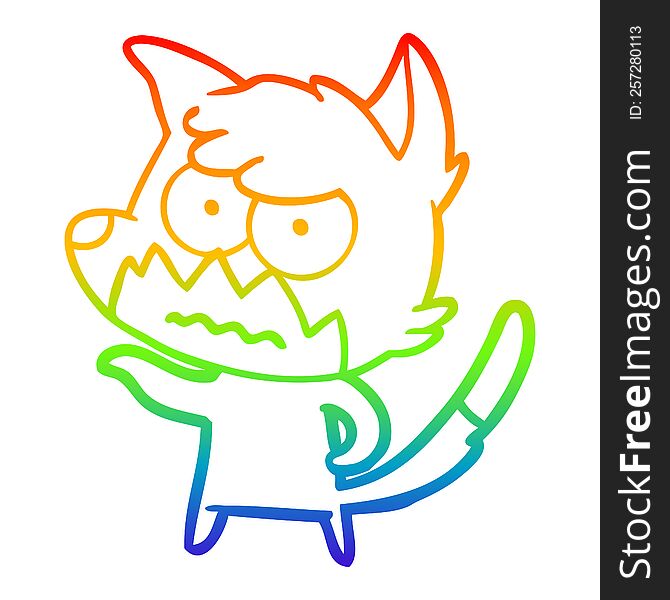 Rainbow Gradient Line Drawing Cartoon Annoyed Fox