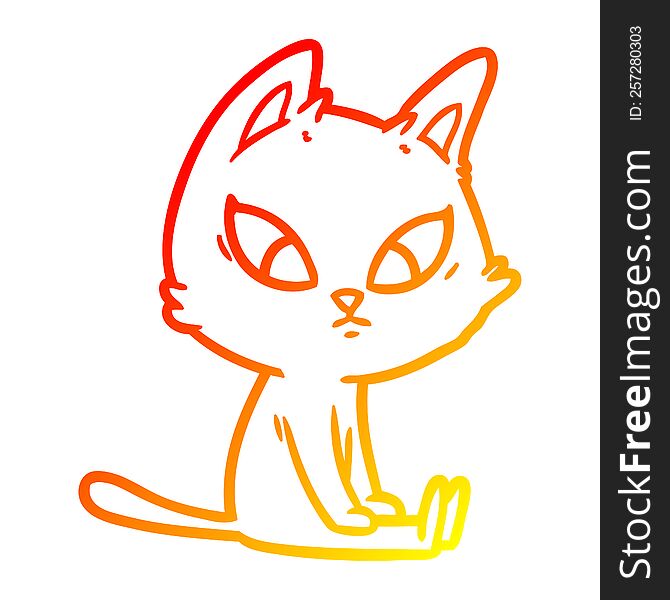 Warm Gradient Line Drawing Confused Cartoon Cat